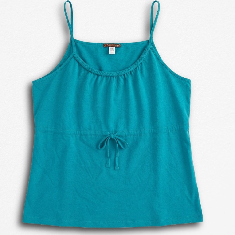Stan Herman Turquoise Braided Trim Drawstring Camisole Top Plus Size 3X